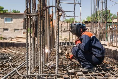 Work welds rebar Stock Photos