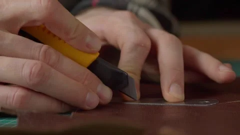 Work witth lwather, handmade. Stock Footage 332082911