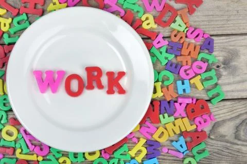 Work word on plate Photos