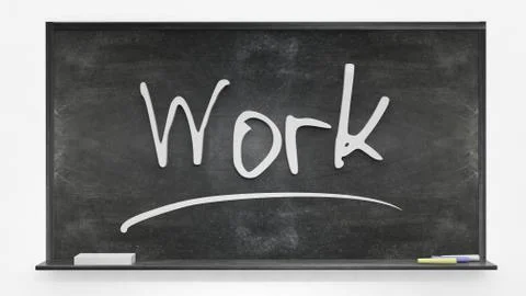 'Work' written on blackboard Stock Photos