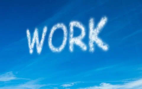 Work written in white in sky Ilustração Stock