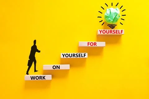 Work for yourself symbol. Concept words Work on yourself for yourself on wo.. Stock Photos