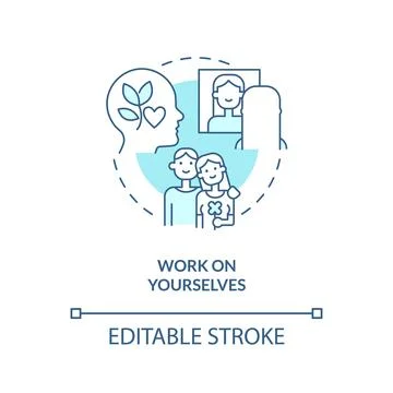Work on yourselves turquoise concept icon Stock Illustration