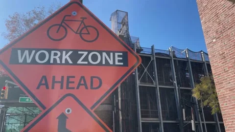 Work zone ahead sign Stock Footage 168713560