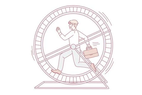 Workaholic and tiredness at work concept Stock Illustration