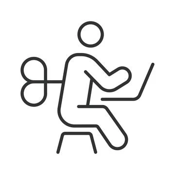 Workaholic constantly working, icon in line design. workaholic, constantly Stock Illustration
