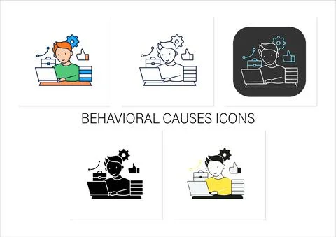 Workaholic icons set Stock Illustration