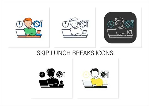 Workaholic icons set Stock Illustration