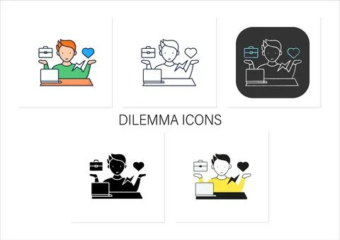 Workaholic icons set Stock Illustration