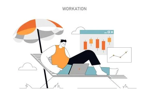 Workation concept Vector illustration Stockillustratie