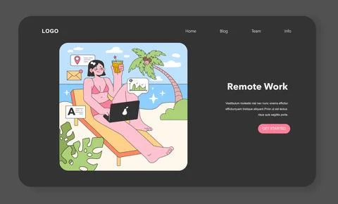 Workation paradise. Flat vector illustration. 스톡 일러스트