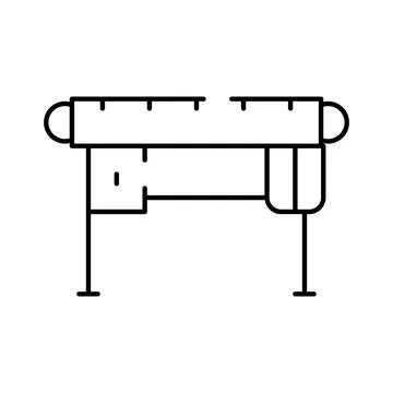 Workbench with clamp and ruler line art icon Stock Illustration