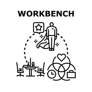 Workbench concept with business career development skills Stock Illustration