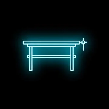 Workbench glowing neon light icon on black background 스톡 일러스트
