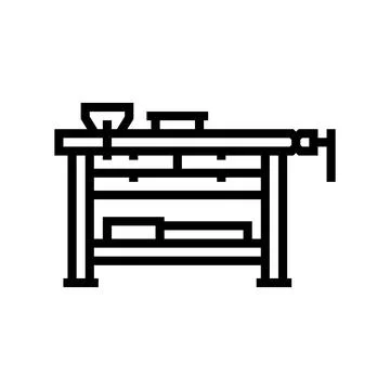 Workbench vice clamp garage line icon vector illustration Illustrazione stock