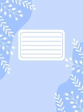 Workbook cover template, place for notes, blue spring background with flowers Illustration