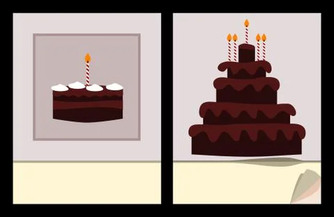 Workbook cover template with small and big birthday cake (jpg) Stock Illustration