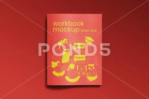 Workbook letter size mockup template top view PSD Template
