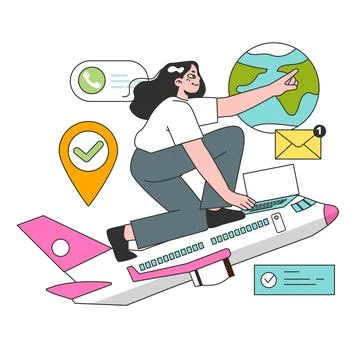 Workcation. Chatacter working away from the office. Digital nomad Stock Illustration