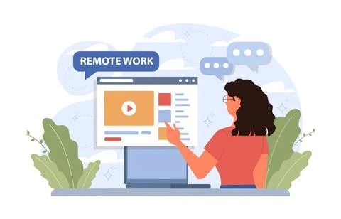 Workcation. Chatacter working away from the office. Digital nomad 库存插图