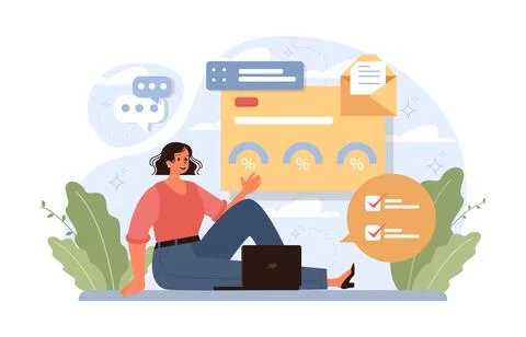 Workcation. Chatacter working away from the office. Digital nomad Illustrazione stock