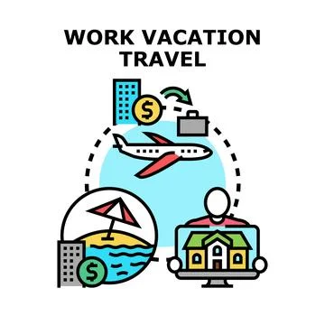 Workcation concept combining remote work and travel イラスト素材