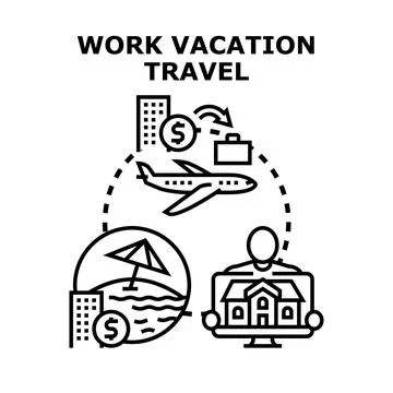 Workcation concept combining remote work and travel Stock Illustration