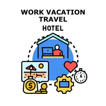 Workcation lifestyle combining remote work and travel 스톡 일러스트