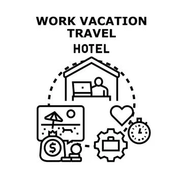 Workcation lifestyle combining remote work and travel Stock Illustration