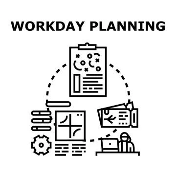 Workday planning strategy and daily task management Stock Illustration