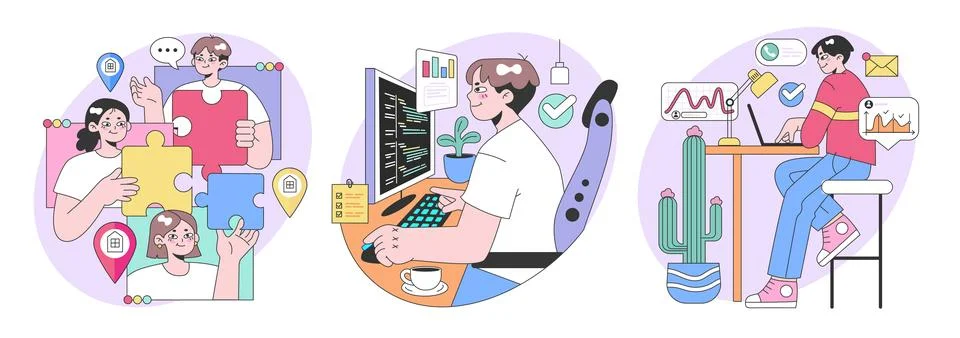 Workday set. Flat vector illustration Illustrazione stock