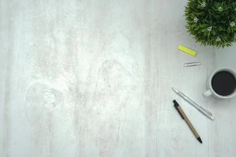 Workdesk_whitecoffee Stock Photos