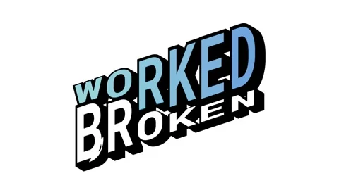 WORKED vs BROKEN, 3D Text Animation in Isometric View with Opposite Word Motion Stock Footage 314264221