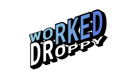 WORKED vs DROPPY, 3D Text Animation in Isometric View with Opposite Word Motion Stock Footage 314264220