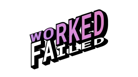 WORKED vs FAILED, 3D Text Animation in Isometric View with Opposite Word Motion Stock Footage 314264223