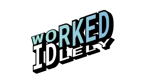 WORKED vs IDLELY, 3D Text Animation in Isometric View with Opposite Word Motion Stock Footage 314264222