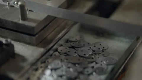 Worker adjusts metal mold with gloved hands Video stock 340269697