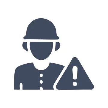 Worker alert icon. Worker with safety warning symbol. This signifies cautio.. Stock Illustration