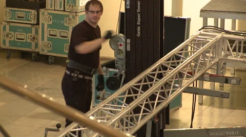 Worker and cross bar Stock Footage 64115784