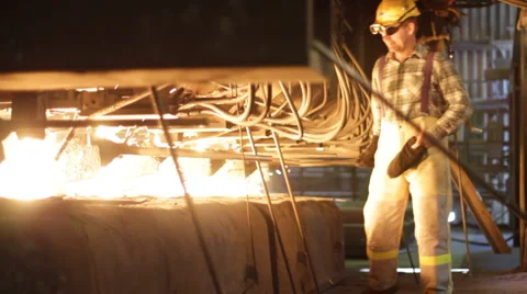 Worker and machinery at the foundry Video stock 1076721