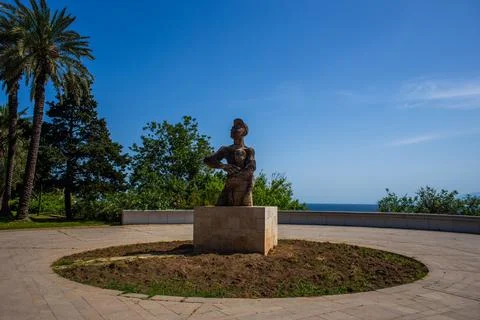 Worker and Son monument in the karaalioglu park in Antalya Turkey Stock Photos