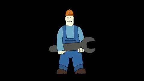 Worker And Wrench Stockbeeldmateriaal 95257534