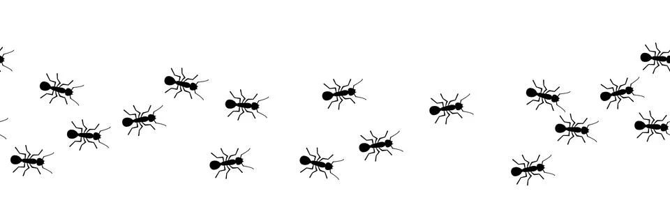 Worker ants marching. Vector ant seamless border. Working team concept. Stock Illustration