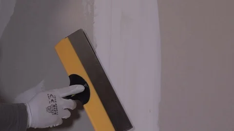 Worker Applies Plaster To The Wall With A Spatula Stock Footage 101317154