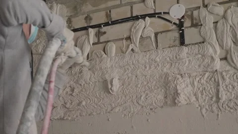 Worker apply plaster on the wall 10.06.2020 Stock Footage 132492038