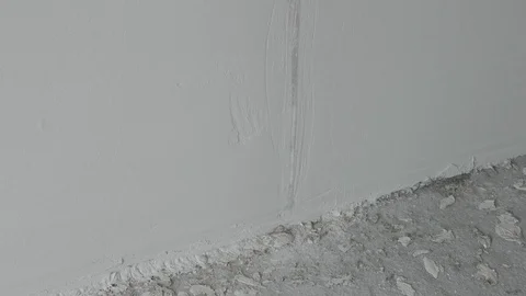 Worker apply plaster on the wall in pandemic Stock Footage 130049822