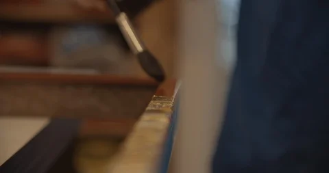 Worker Applying Finish To Wood 스톡 동영상 105384077