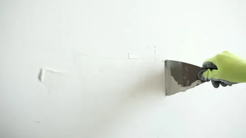 Worker Applying Wall Putty With Spatula Stock Footage 339079557