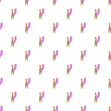 Worker applying wallpaper pattern in home renovation Stock Illustration