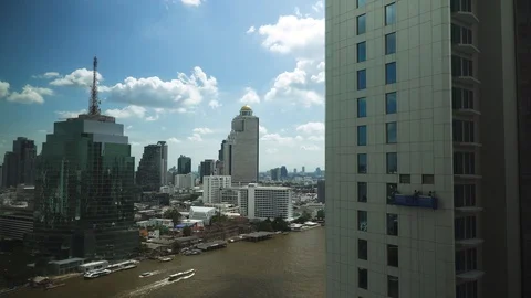 Worker are working outside the tall building in the capital. Stock Footage 129310462